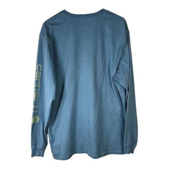 Carhartt L Tall Loose Fit Long Sleeve Shirt Light Blue Cotton Blend NWT - Picture 2 of 9